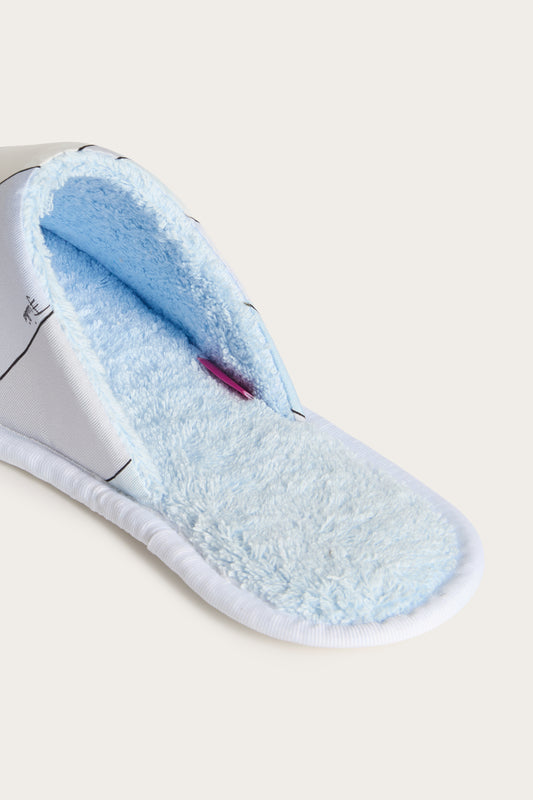 Terry Cloth and Silk Twill Slippers