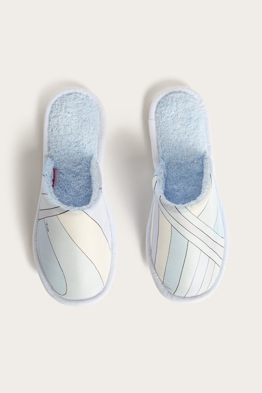 Terry Cloth and Silk Twill Slippers