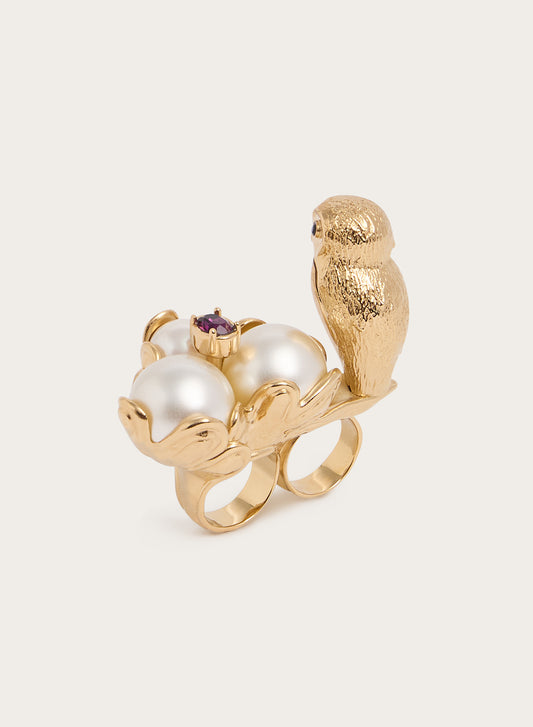 Owl Ring with Pearl