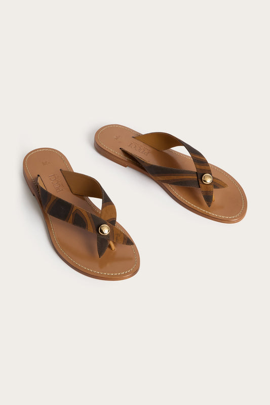 Suede Labirinto Print Flip-Flops