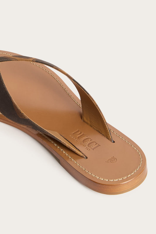 Suede Labirinto Print Flip-Flops