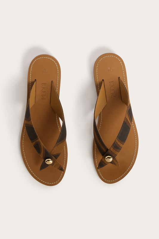 Suede Labirinto Print Flip-Flops