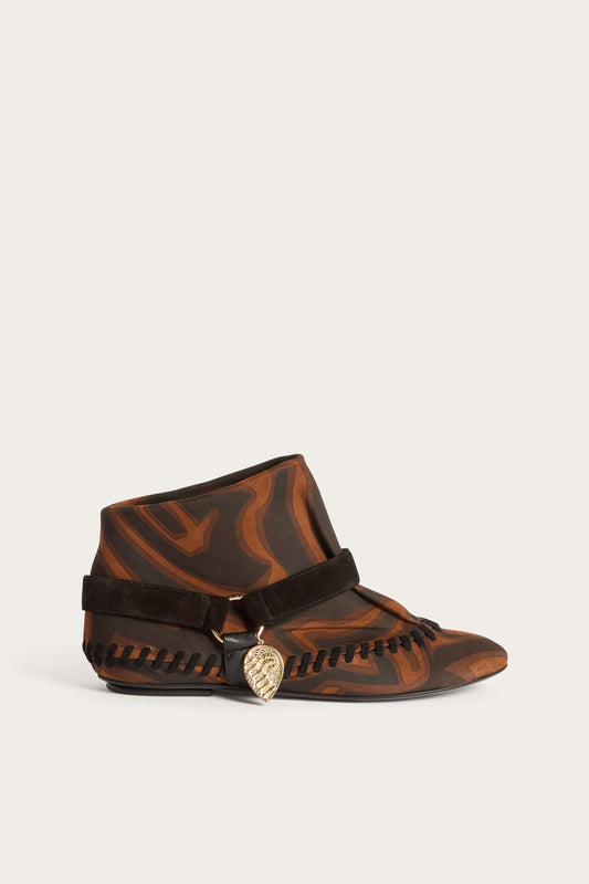 Leather Labirinto Print Ankle Boots