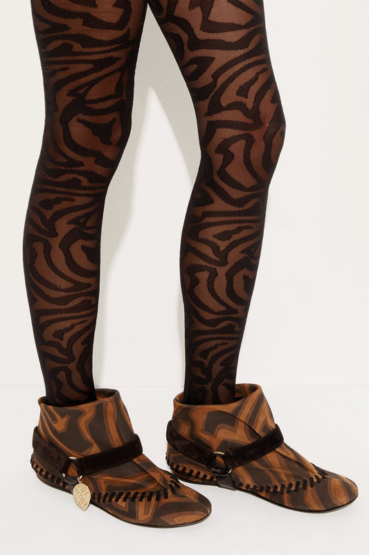 Leather Labirinto Print Ankle Boots
