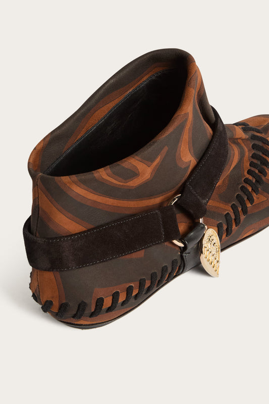 Leather Labirinto Print Ankle Boots