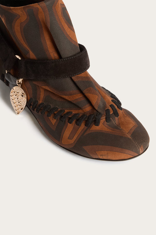 Leather Labirinto Print Ankle Boots