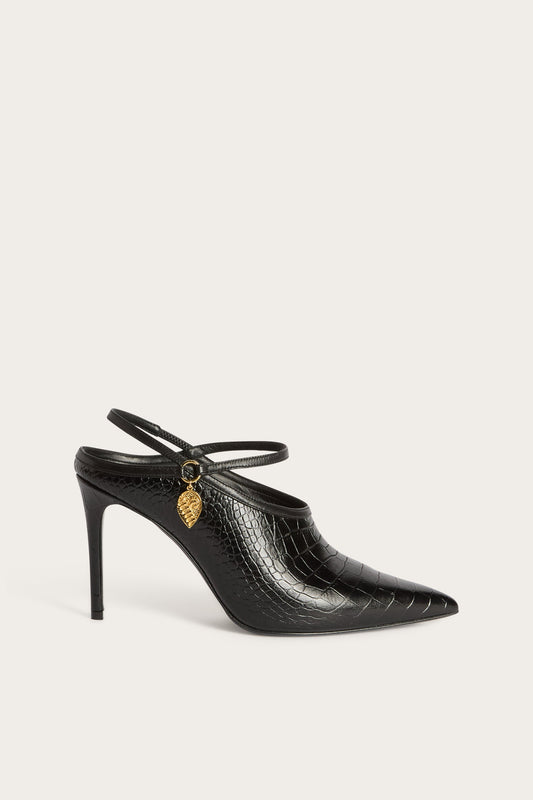 Coco-Print Leather Heels