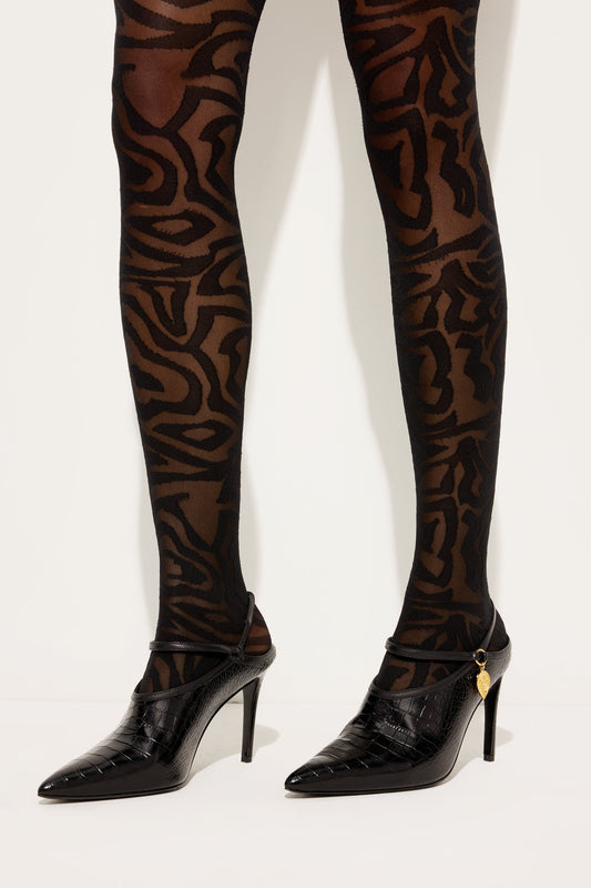 Coco-Print Leather Heels