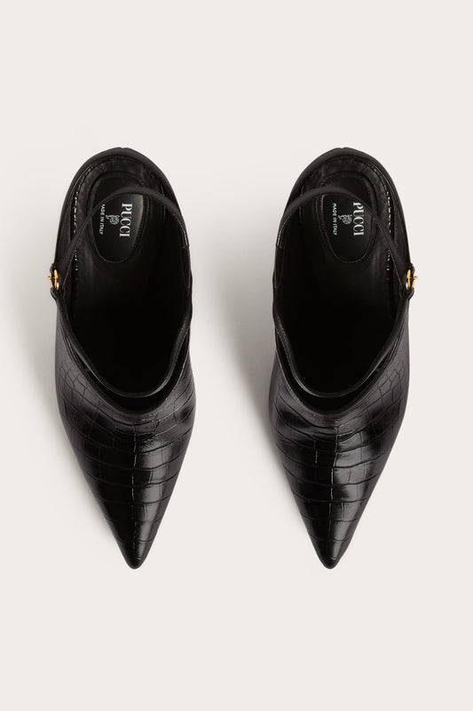 Coco-Print Leather Heels