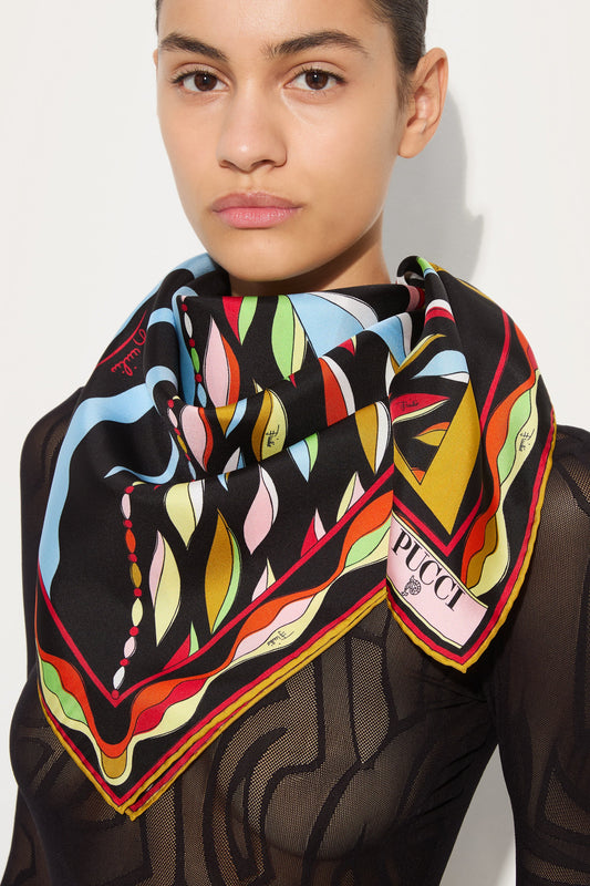 Mixed Print Silk Scarf