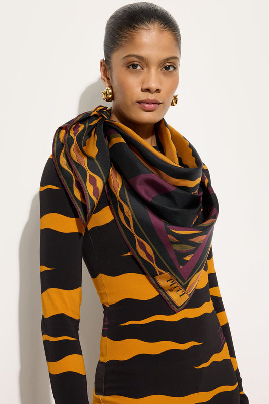 Mixed Print Silk Scarf