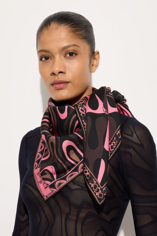 Mixed Print Silk Scarf