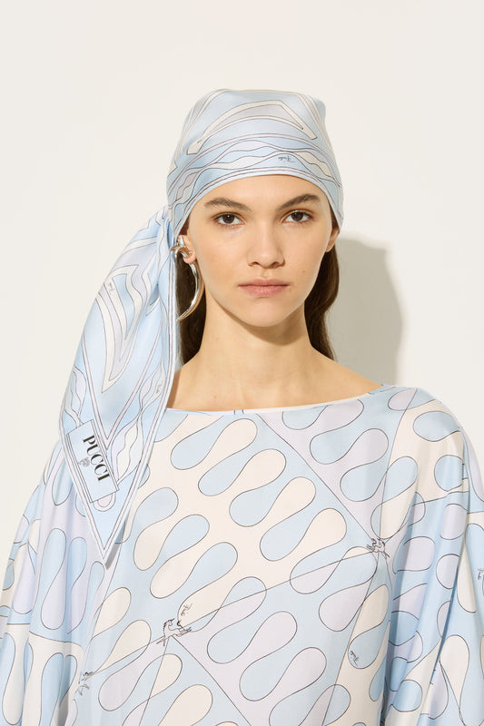 Labirinto Print Silk Triangle Scarf