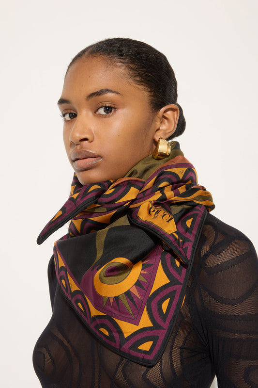 Mixed Print Padded Triangle Scarf