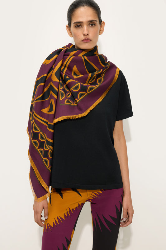 Labirinto Print Wool and Silk Shawl