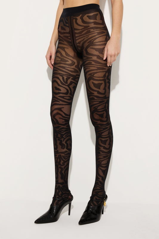 Orchidee Print Jacquard Tights