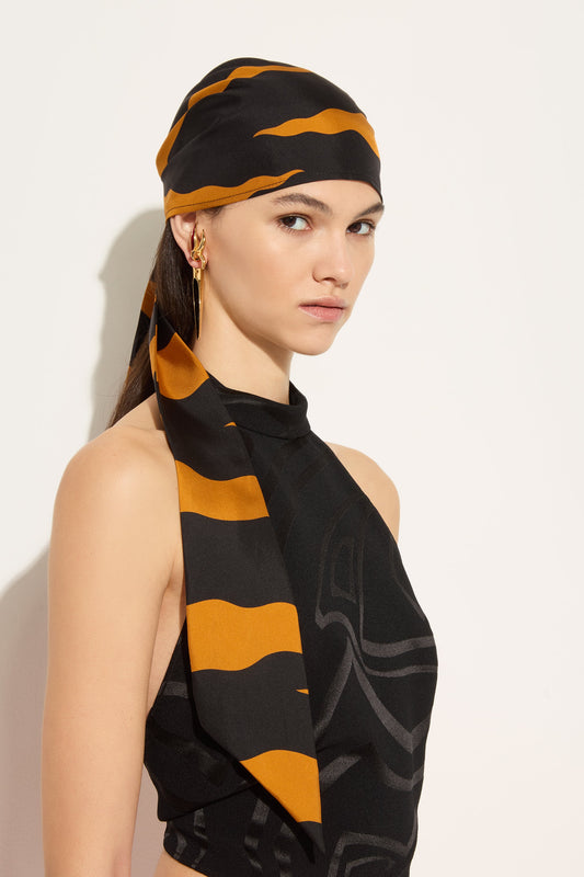 Cappello a Bandana in Seta in Stampa Fiamme