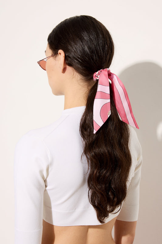 Marmo Print Silk Hair Tie