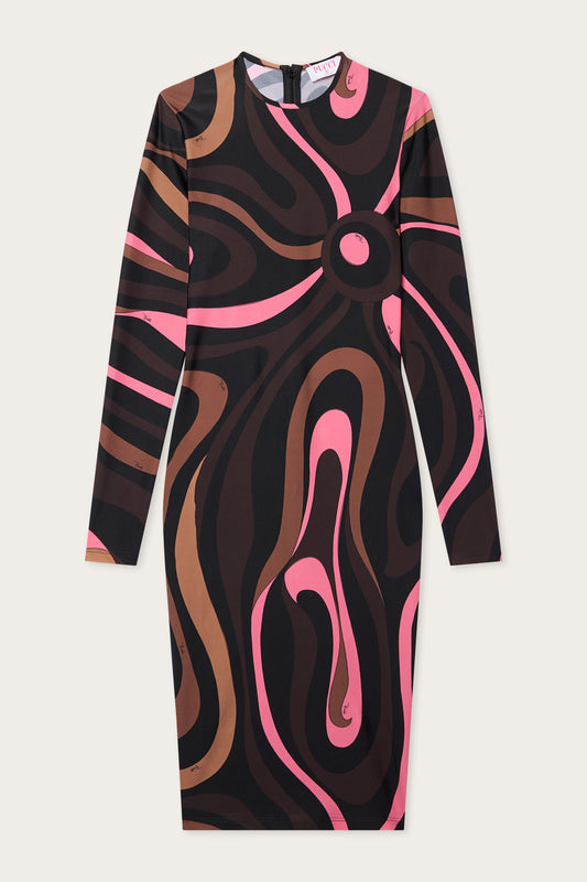 Marmo Print Fitted Dress