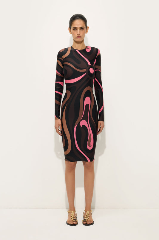 Marmo Print Fitted Dress