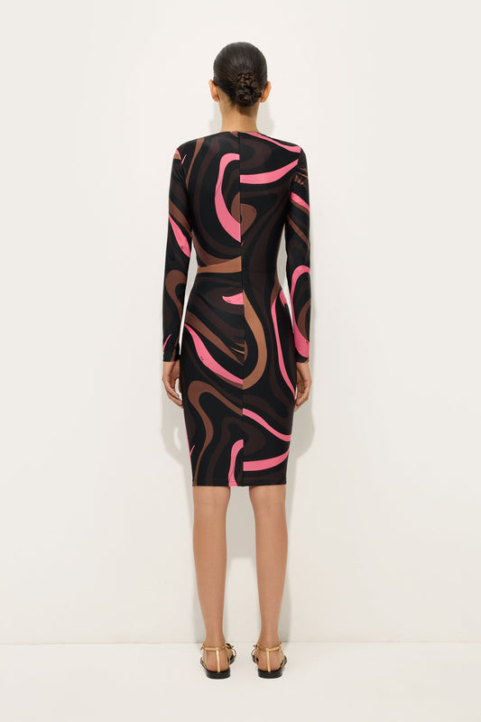 Marmo Print Fitted Dress