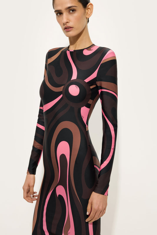 Marmo Print Fitted Dress