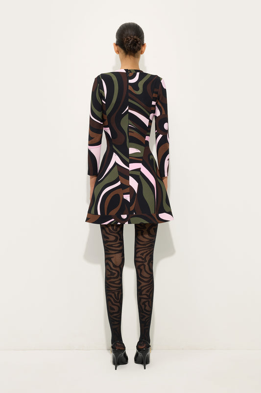 Marmo Print Jersey V-Neck Dress