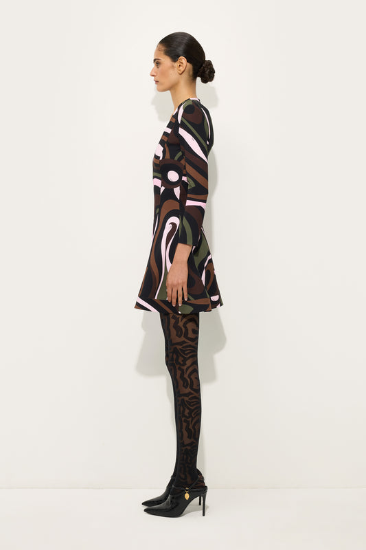 Marmo Print Jersey V-Neck Dress