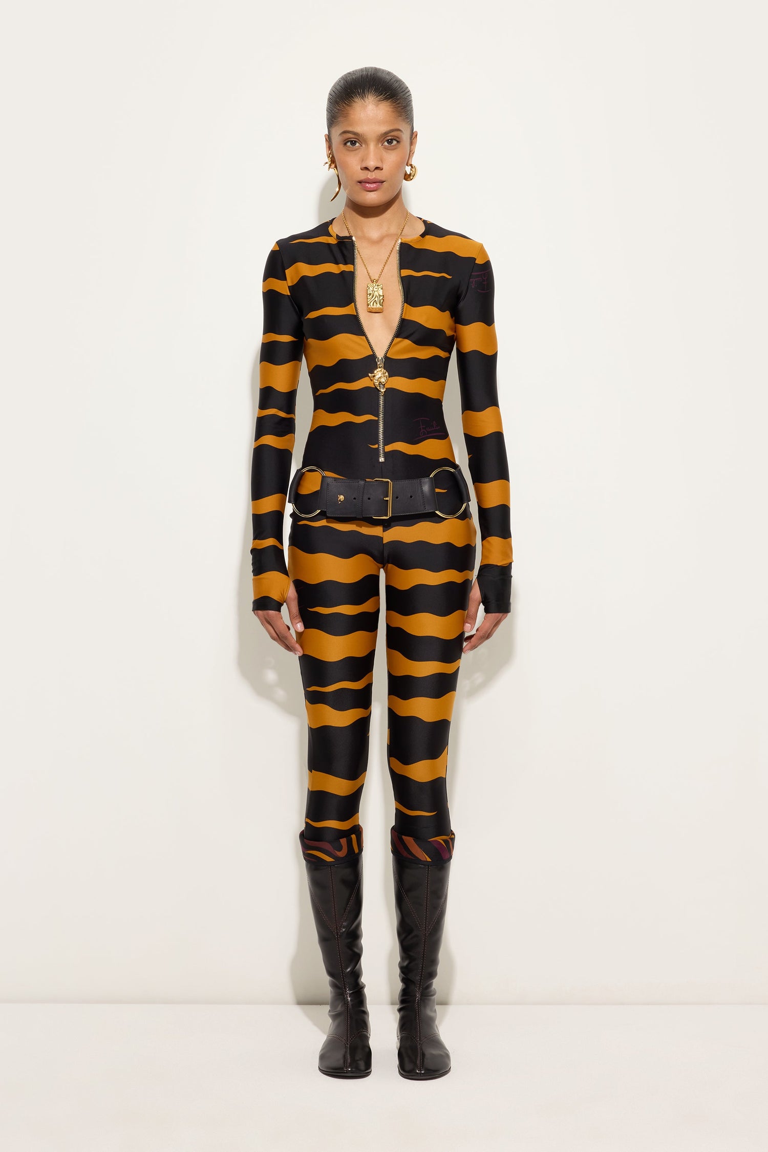 Fiamme Print Lycra Jumpsuit