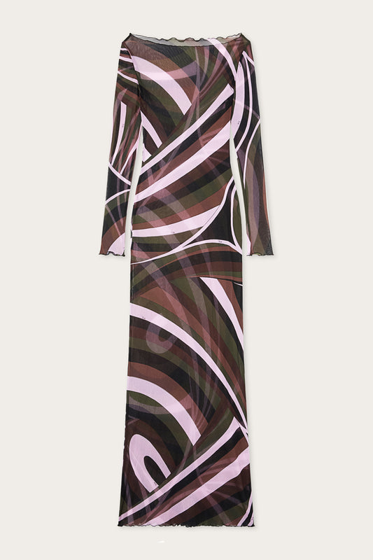 Iride Print Tulle Dress