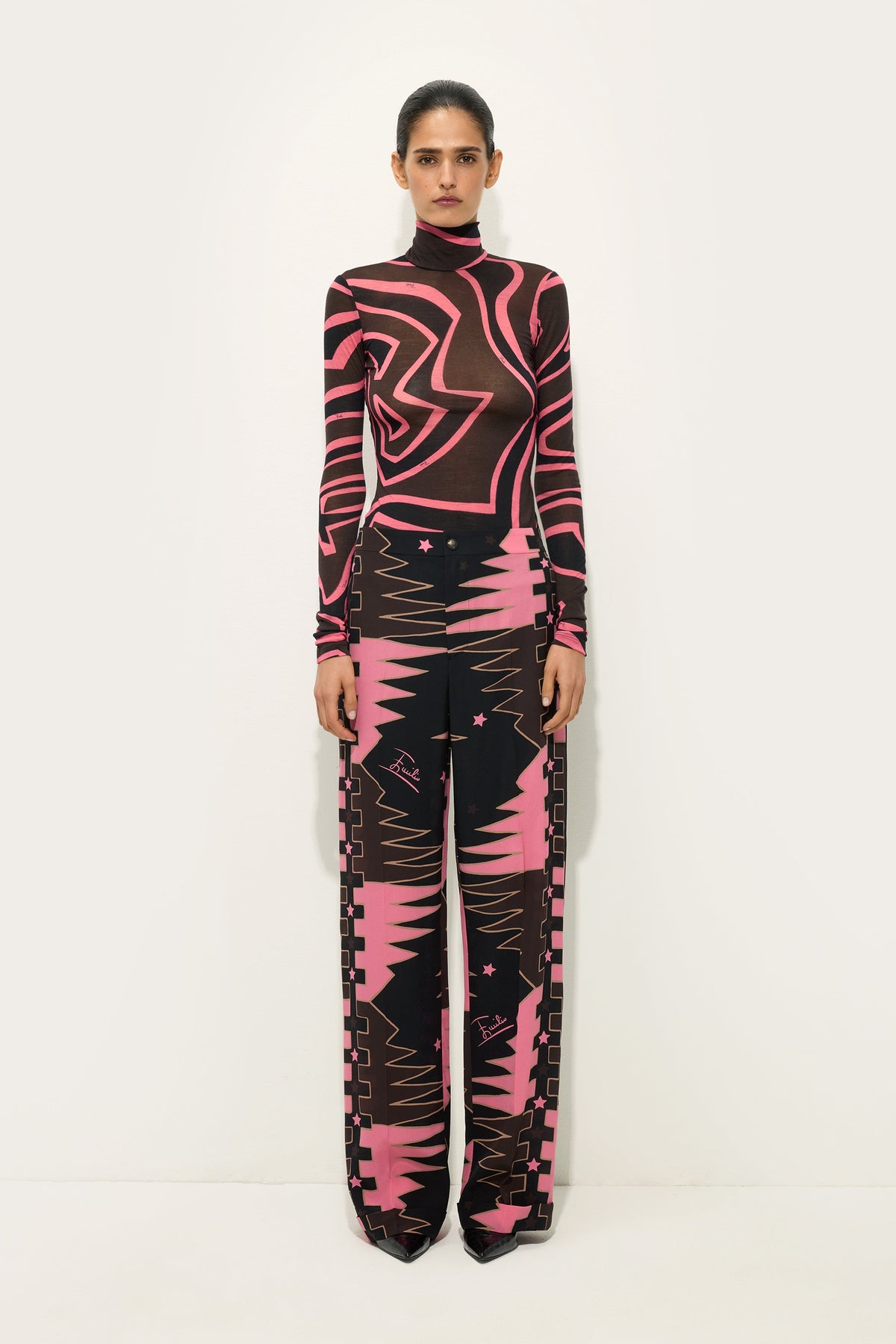 Labirinto Print High-Neck Jersey Top