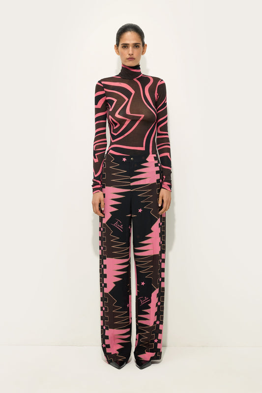 Labirinto Print High-Neck Jersey Top