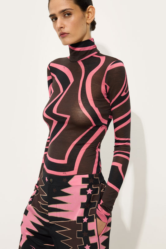 Labirinto Print High-Neck Jersey Top