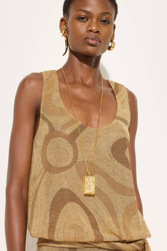 Top in Lurex in Stampa Marmo