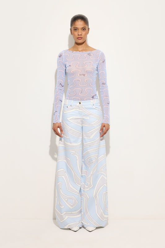 Onda Print Tulle Top