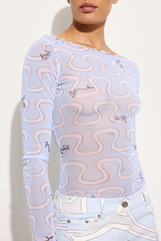 Onda Print Tulle Top