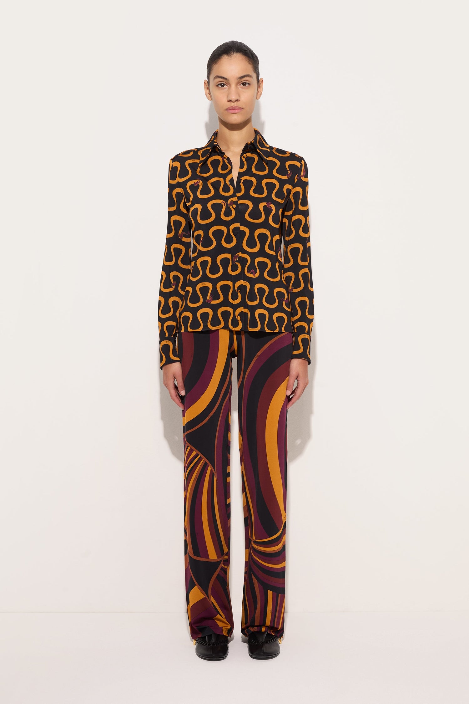Iride Print Satin Jersey Pants