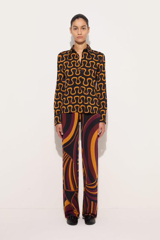 Iride Print Satin Jersey Pants