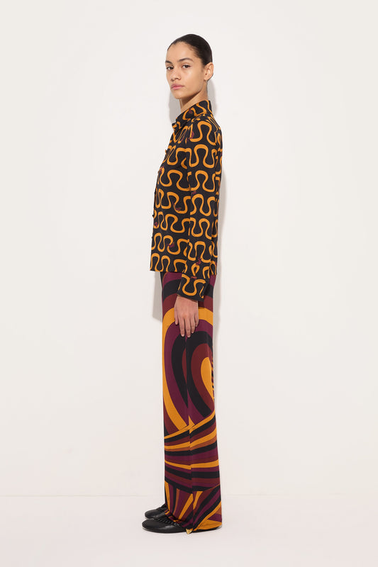 Iride Print Satin Jersey Pants