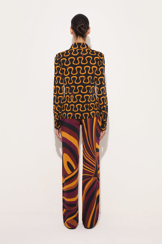 Iride Print Satin Jersey Pants