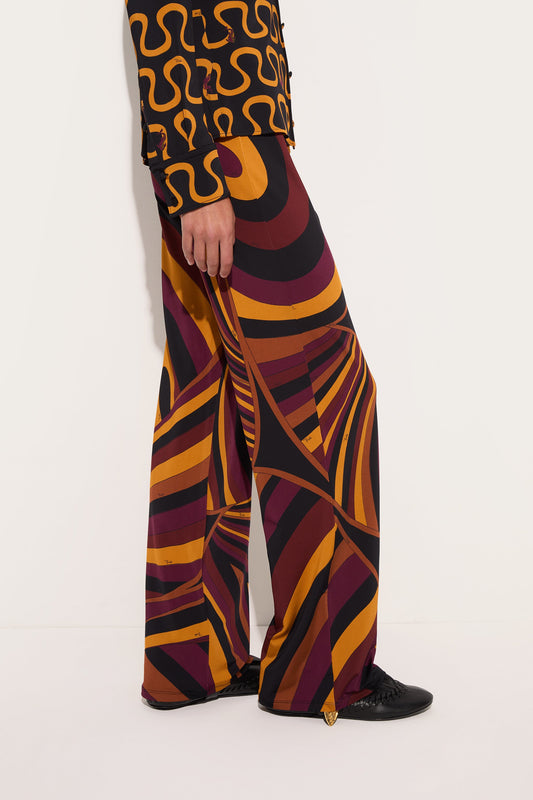Iride Print Satin Jersey Pants