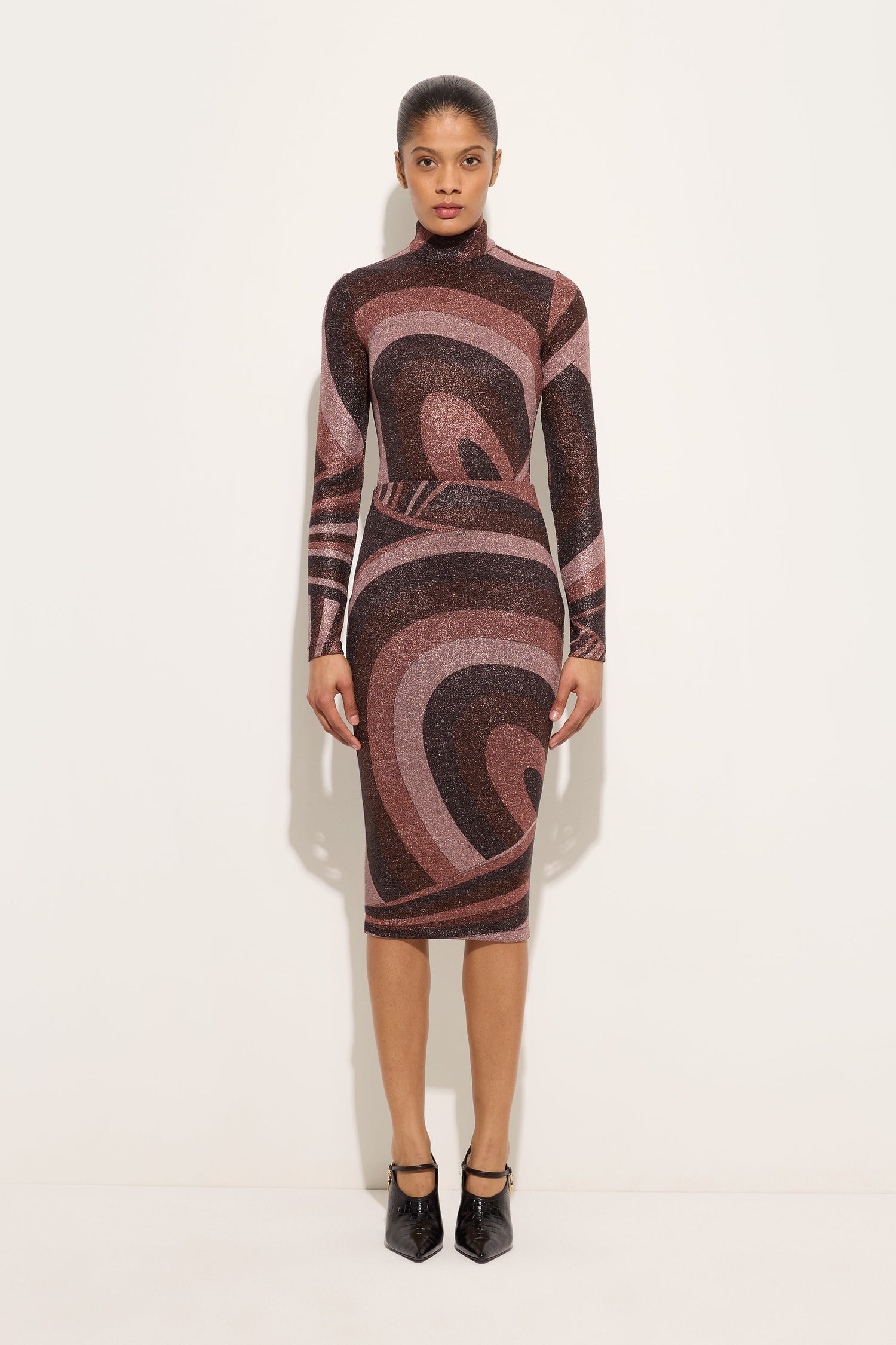 Iride Print Lurex Jersey Skirt