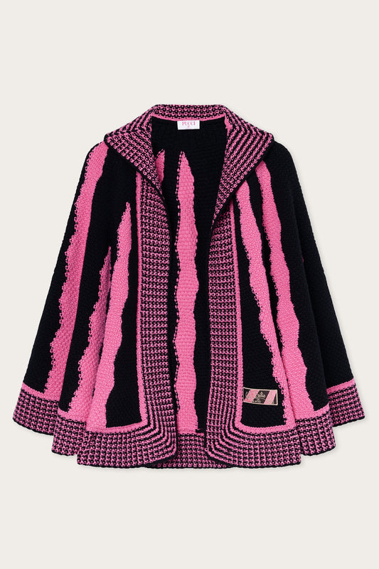 Cardigan in Lana in Stampa Fiamme