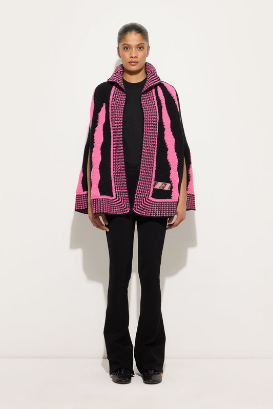 Cardigan in Lana in Stampa Fiamme