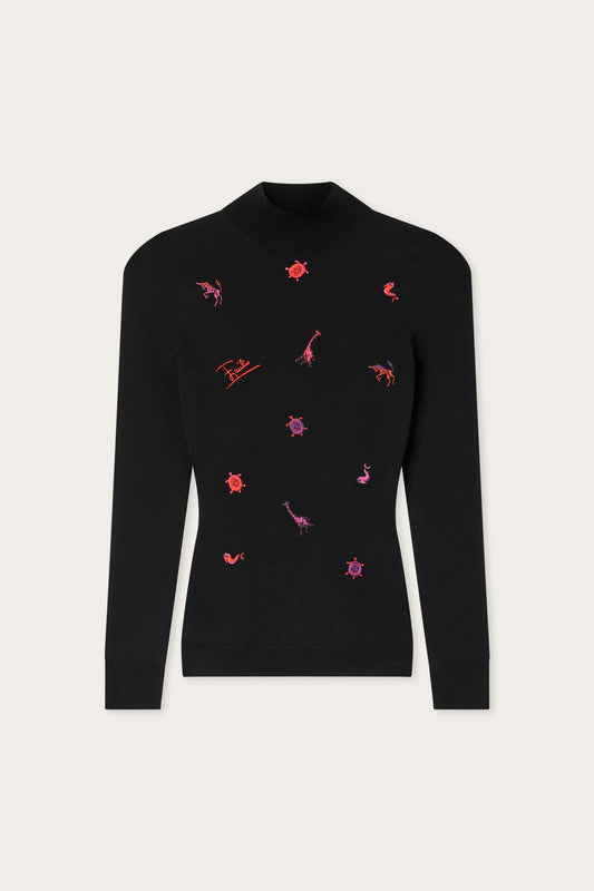 Maglione Ricamato in Lana