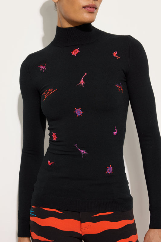 Maglione Ricamato in Lana