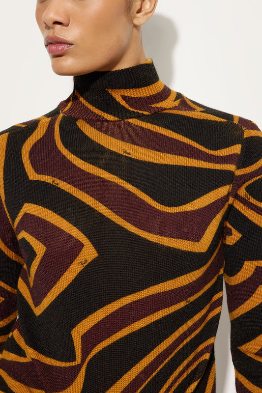 Labirinto Print High-Neck Wool Sweater