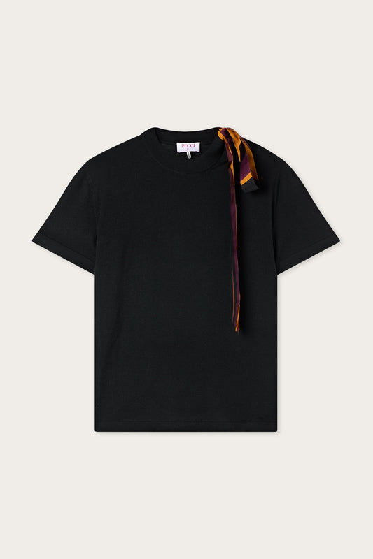 Wool T-Shirt with Scarf Detail