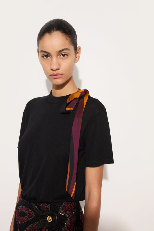 Wool T-Shirt with Scarf Detail