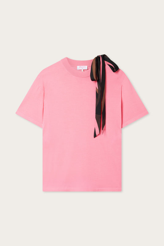 Wool T-Shirt with Scarf Detail
